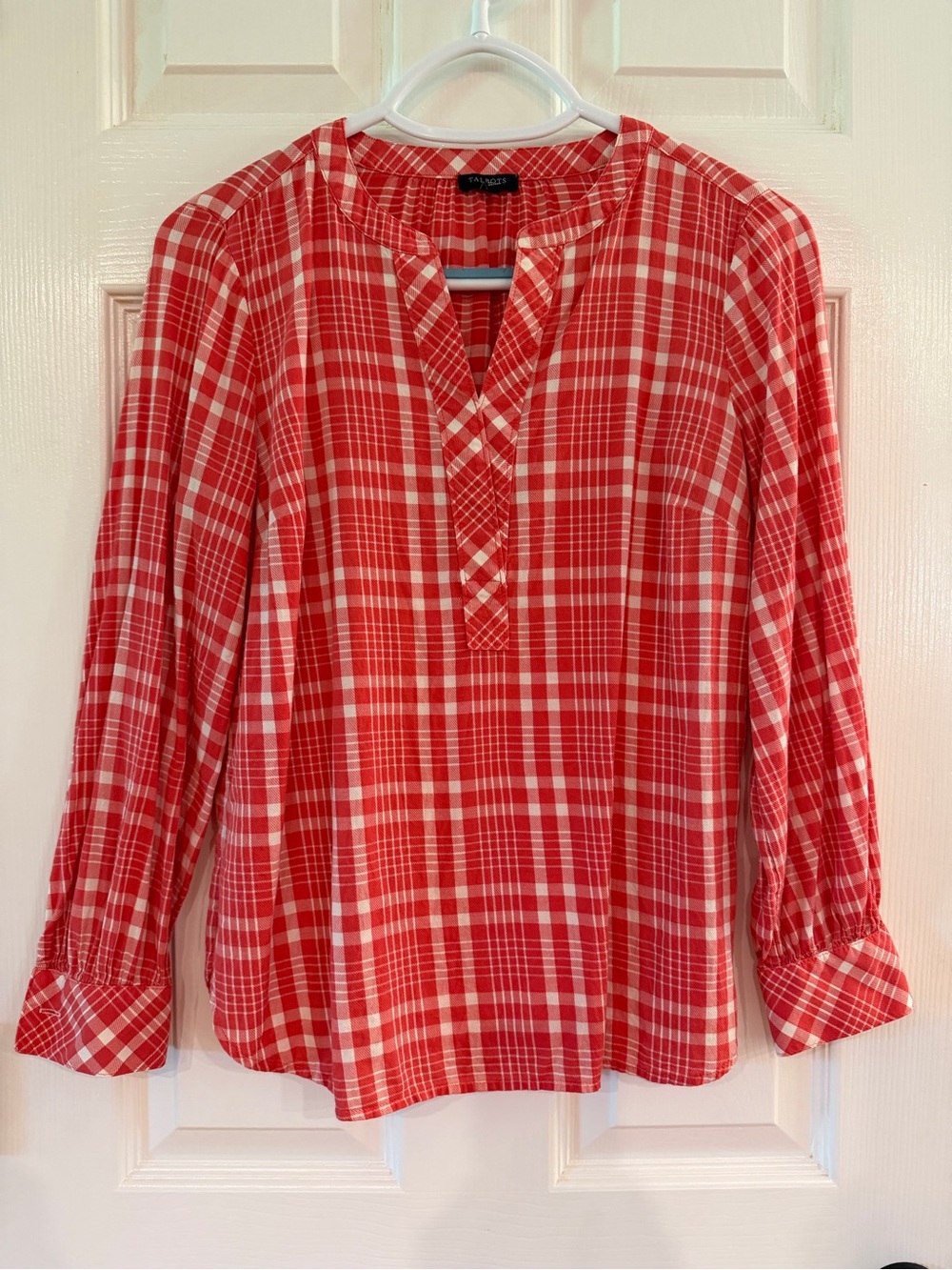 Talbots Red and White Plaid Long-Sleeve Tunic